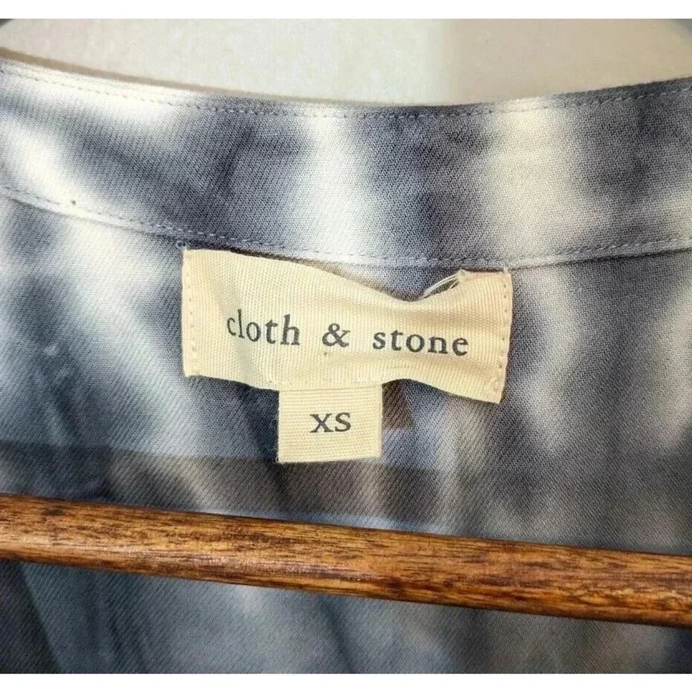 Cloth & Stone Gray Tie Dye 3/4 Sleeve Faux Wrap Romper Size XS Surplice V Neck